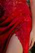 Womens Satin Evening Gown with Beaded Bodice and High Slit – Formal Dress for Gala, Prom, or Wedding 4/XS-16/3X